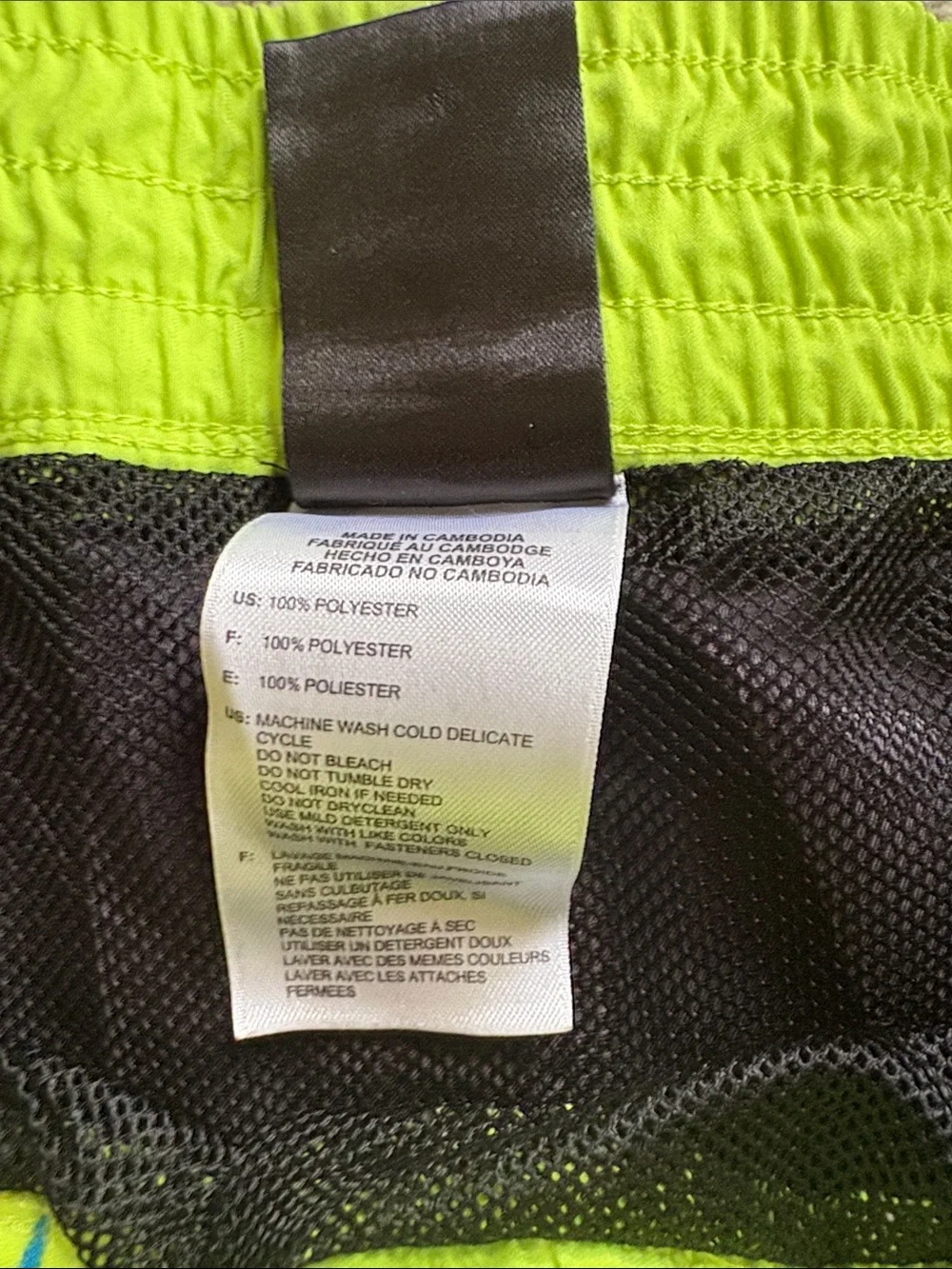 adidas Gray Swim Trunks with Neon Green & Blue Trim